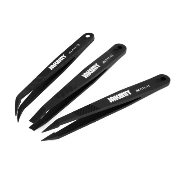 Set of 3 tweezers for electronic devices such as phones and other